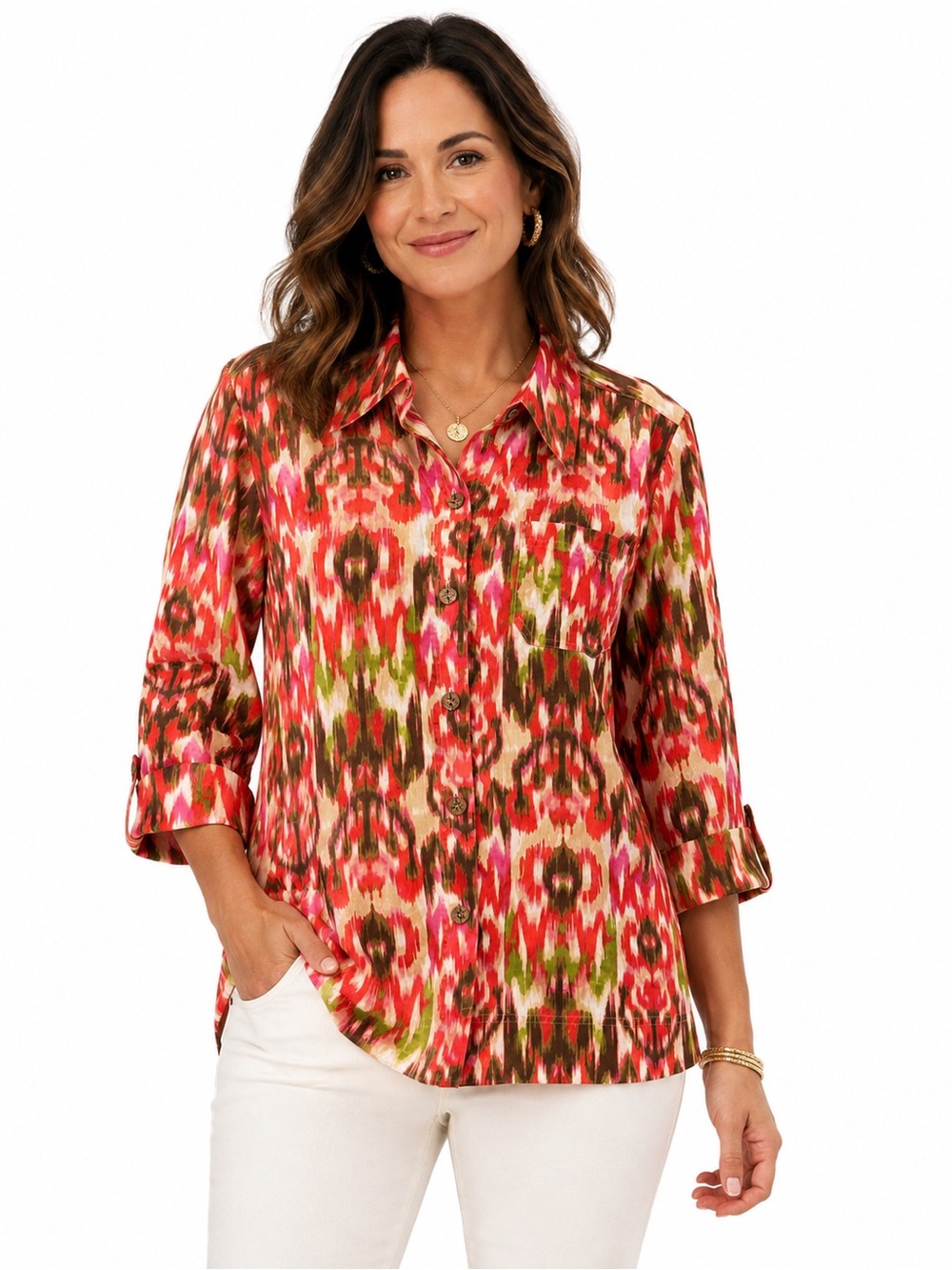 Jones New York ($98) Abstract Linen Blouse - PTP 23